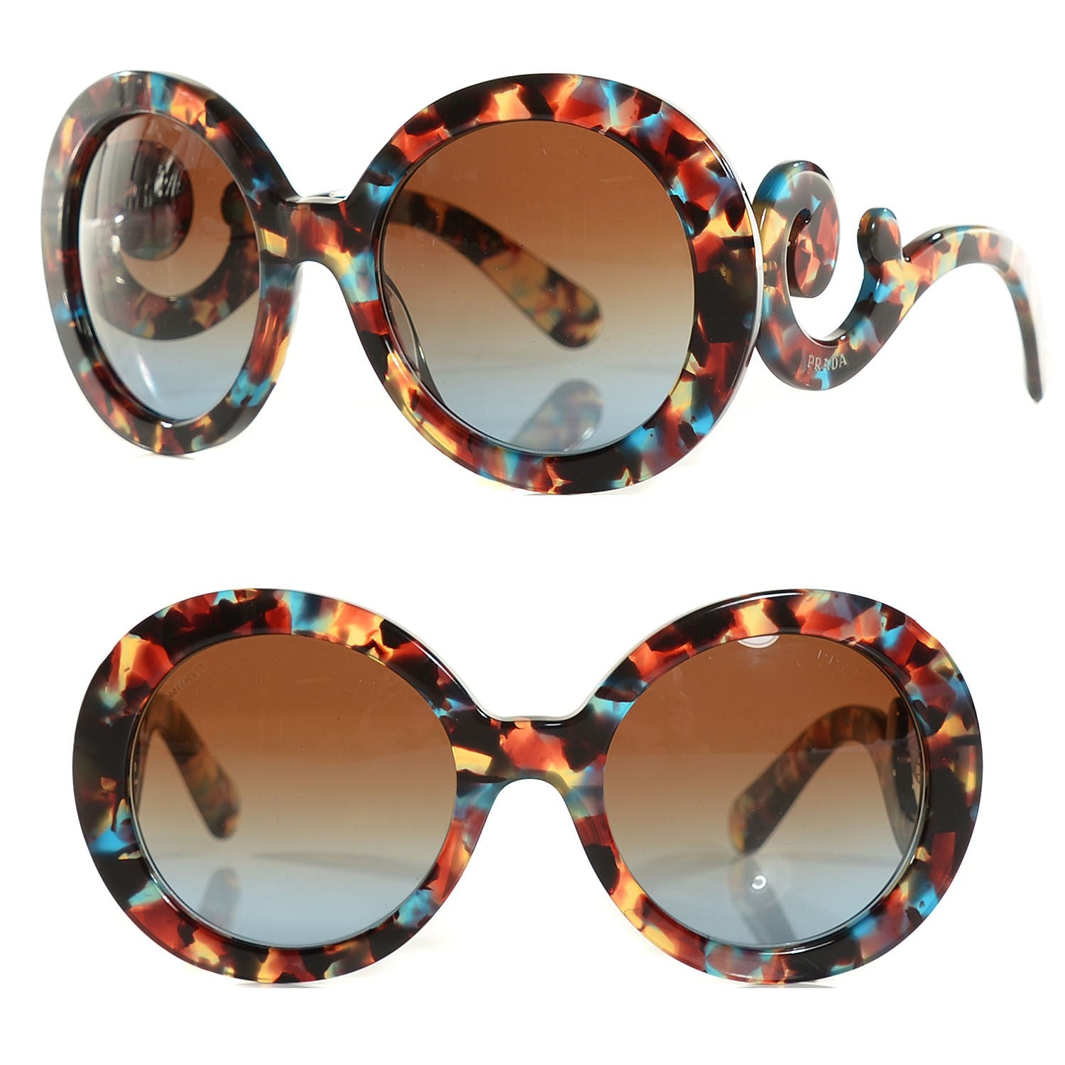 Prada Baroque Sunglasses SPR 27N Havana 1 of 6