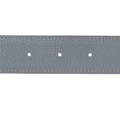 Hermes Box Togo 32mm Belt Strap 85 Bleu Lin Chocolate 5 of 9