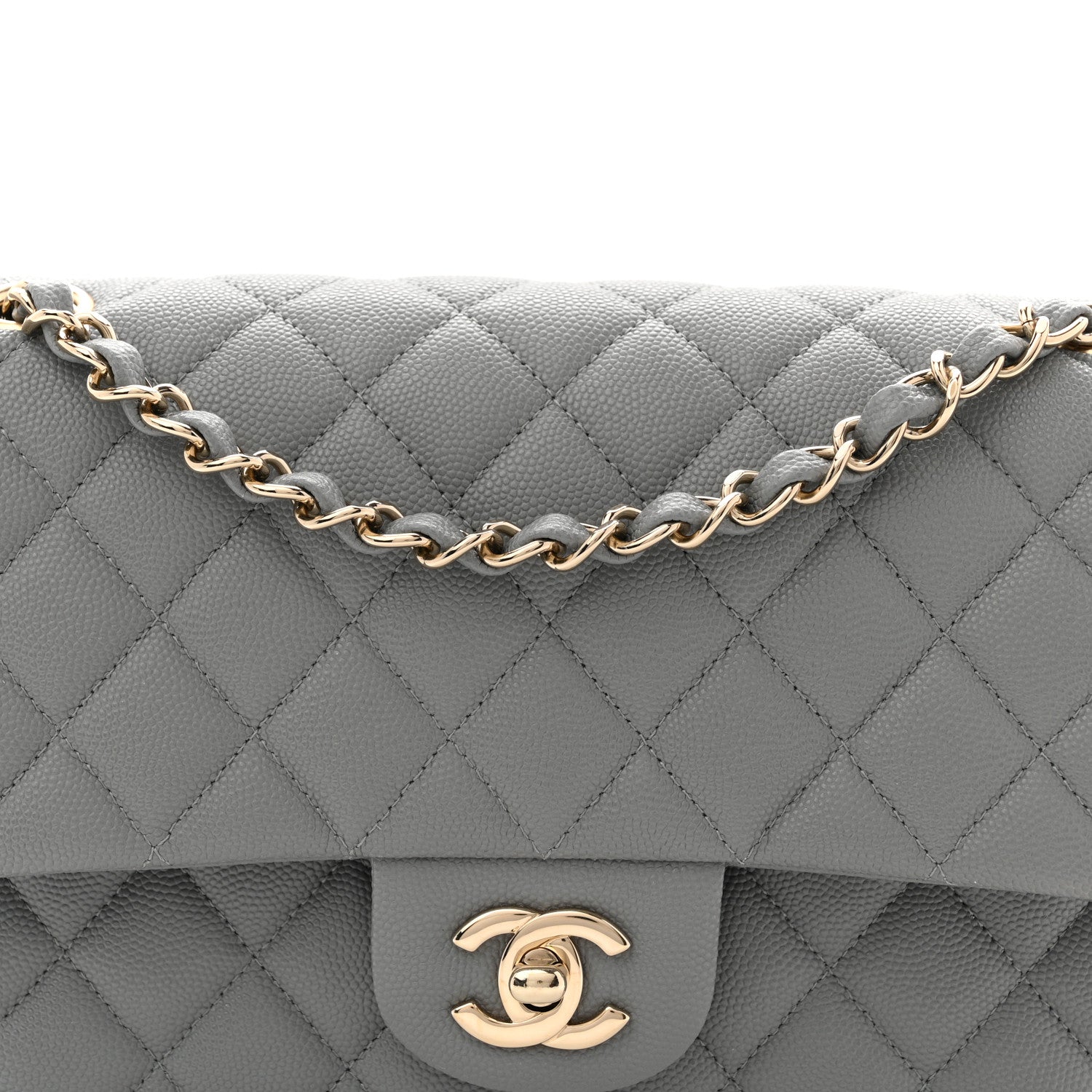 Chanel Caviar Quilted Medium Double Flap Grey 8 of 11