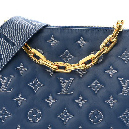 Louis Vuitton Lambskin Embossed Monogram Coussin PM Denim Blue 7 of 10