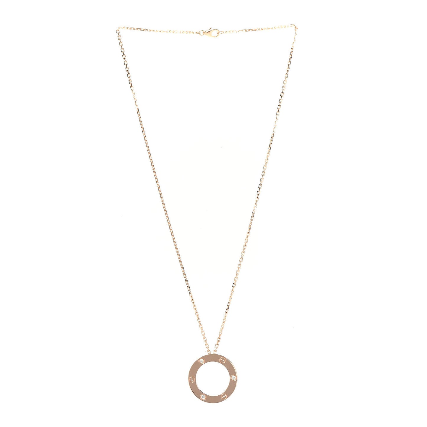 18K Pink Gold 3 Diamonds LOVE Pendant Necklace
