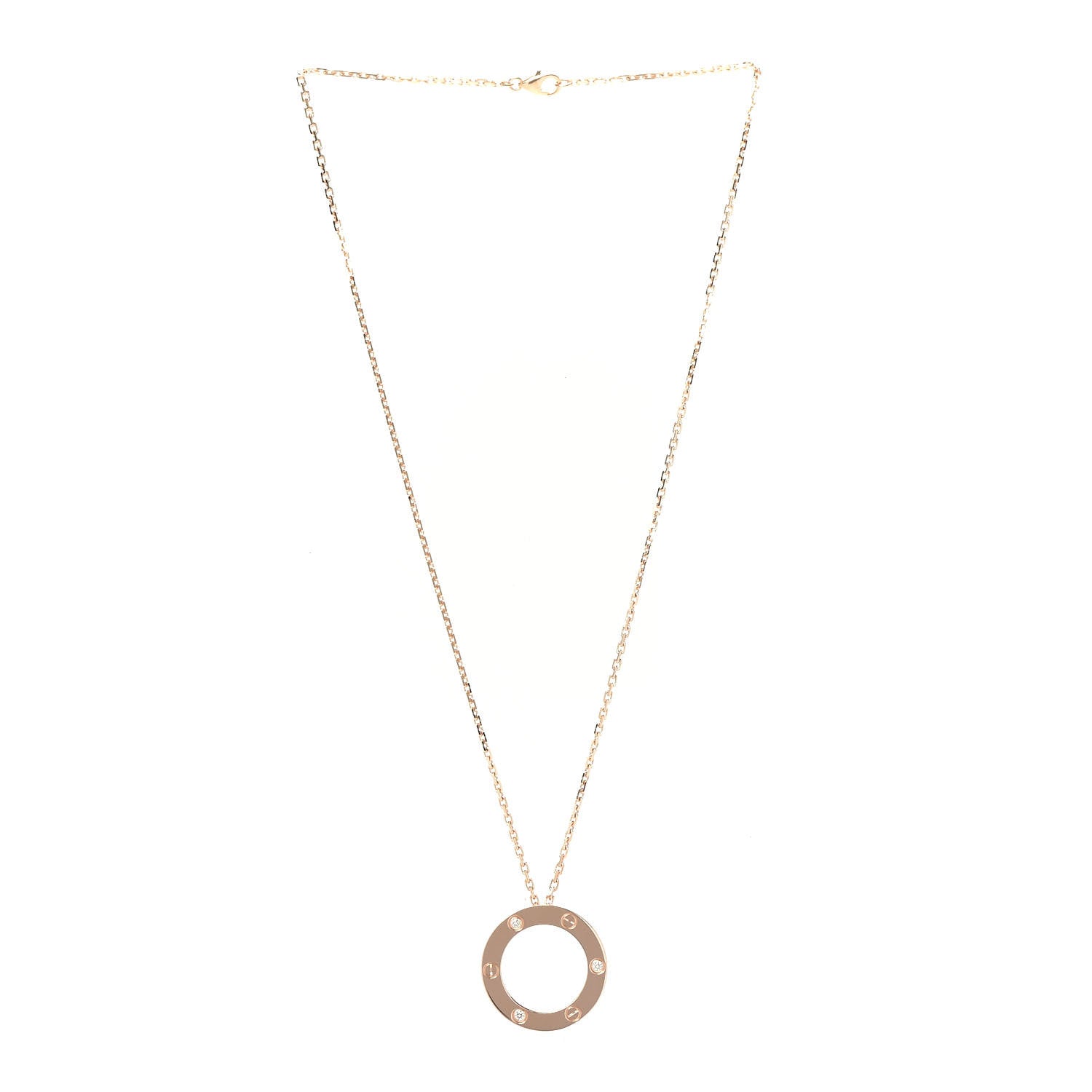Cartier 18K Pink Gold 3 Diamonds LOVE Pendant Necklace 3 of 7