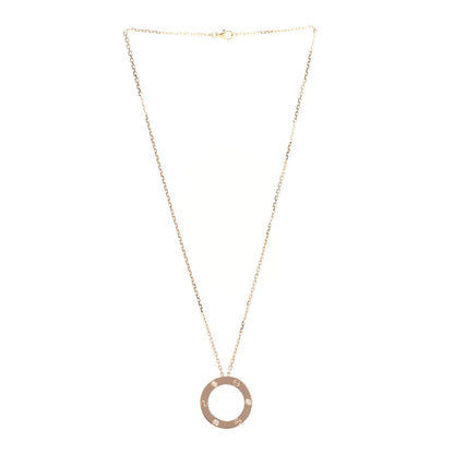 Cartier 18K Pink Gold 3 Diamonds LOVE Pendant Necklace 3 of 7