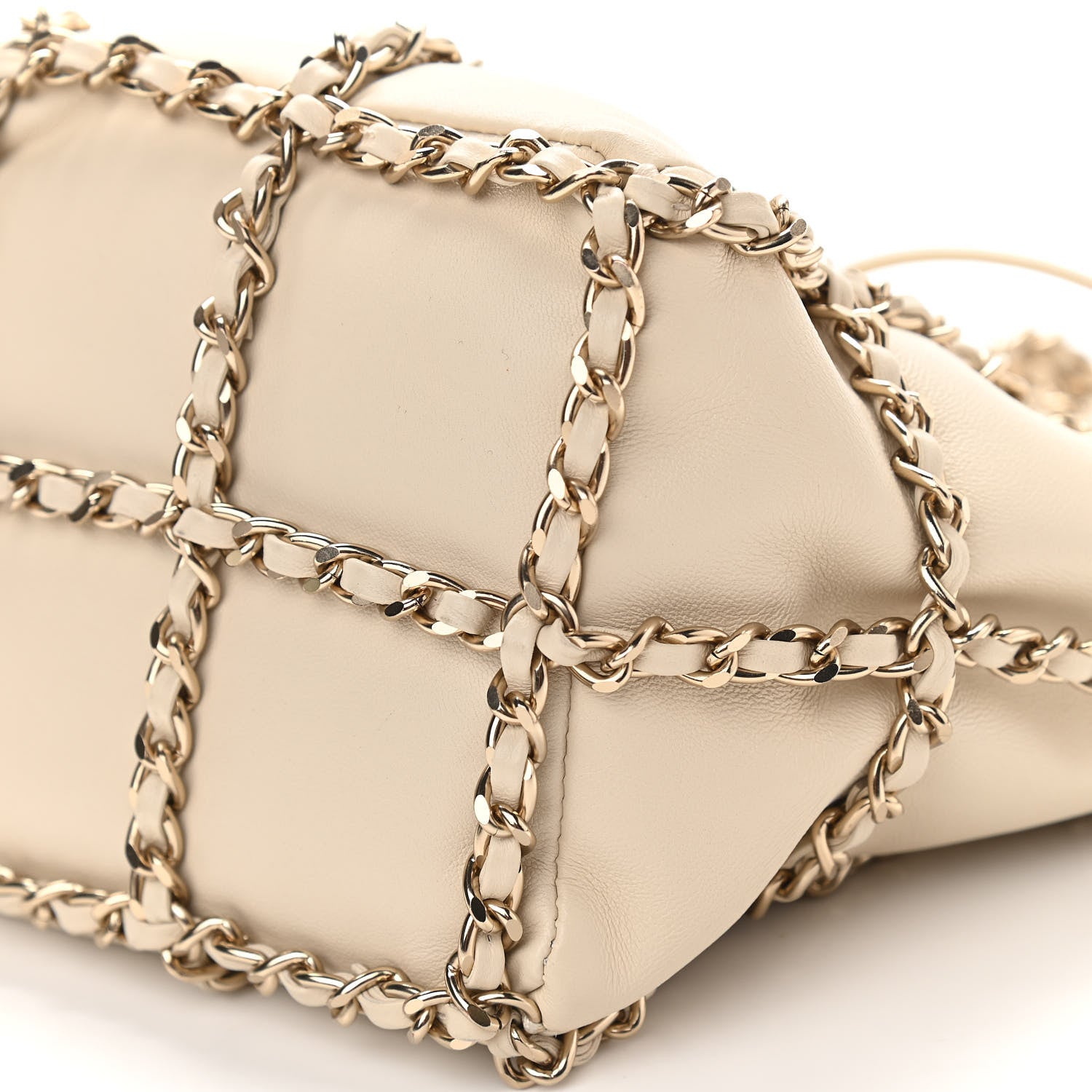 Chanel Lambskin Bucket Chain Drawstring Bag Beige 10 of 10