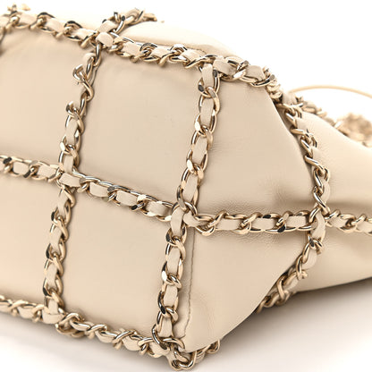 Chanel Lambskin Bucket Chain Drawstring Bag Beige 10 of 10