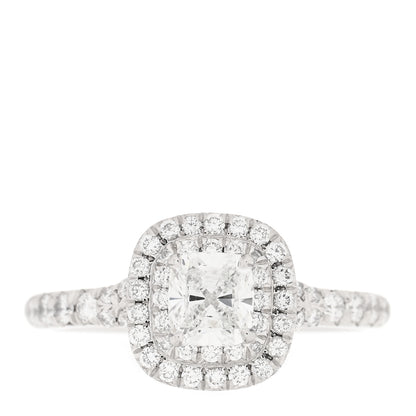 Tiffany Platinum Diamond .44ct Soleste Cushion Cut Double Halo Engagement Ring 48 4.5 1 of 5