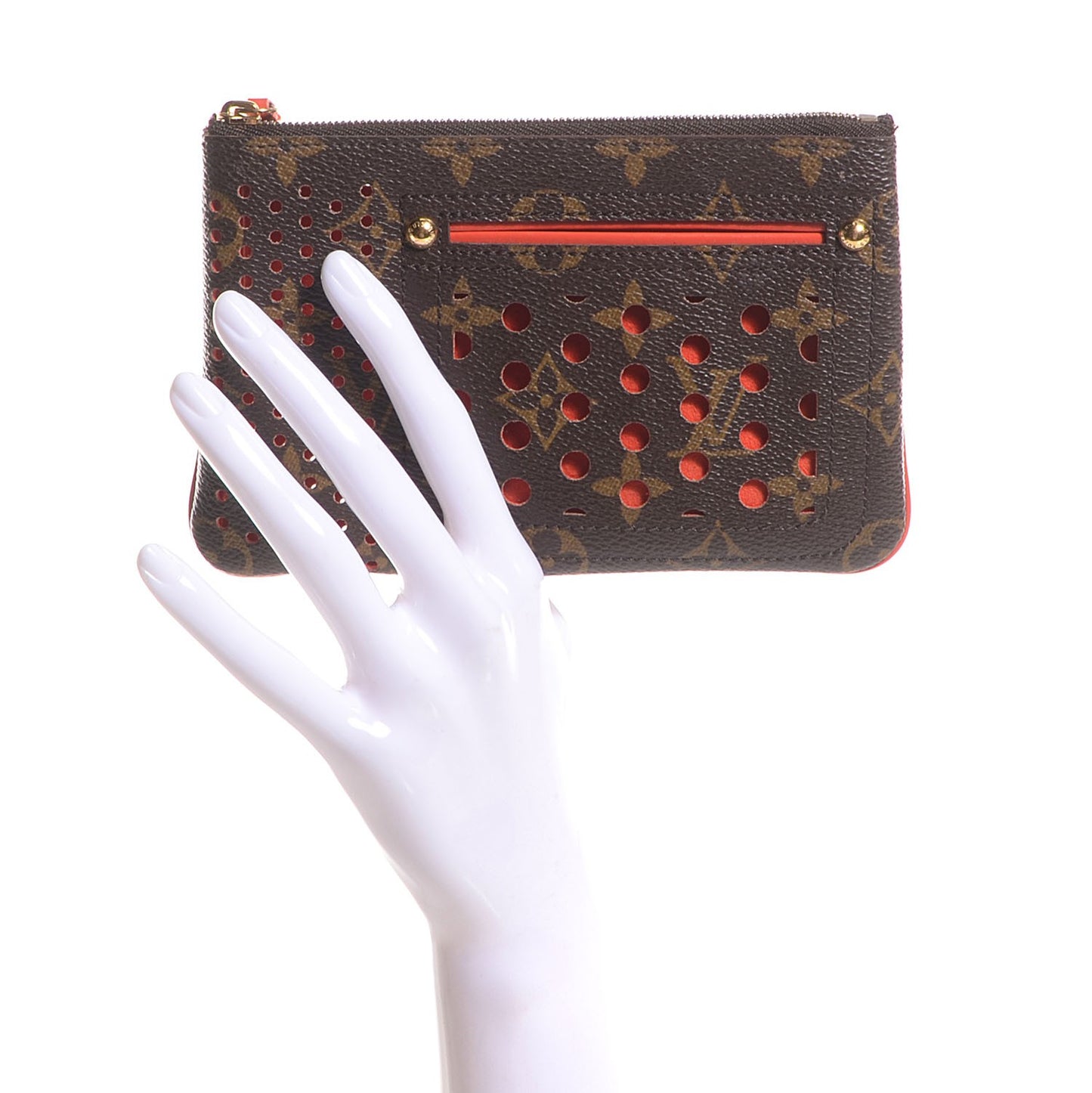 Monogram Perforated Pochette Plat Orange