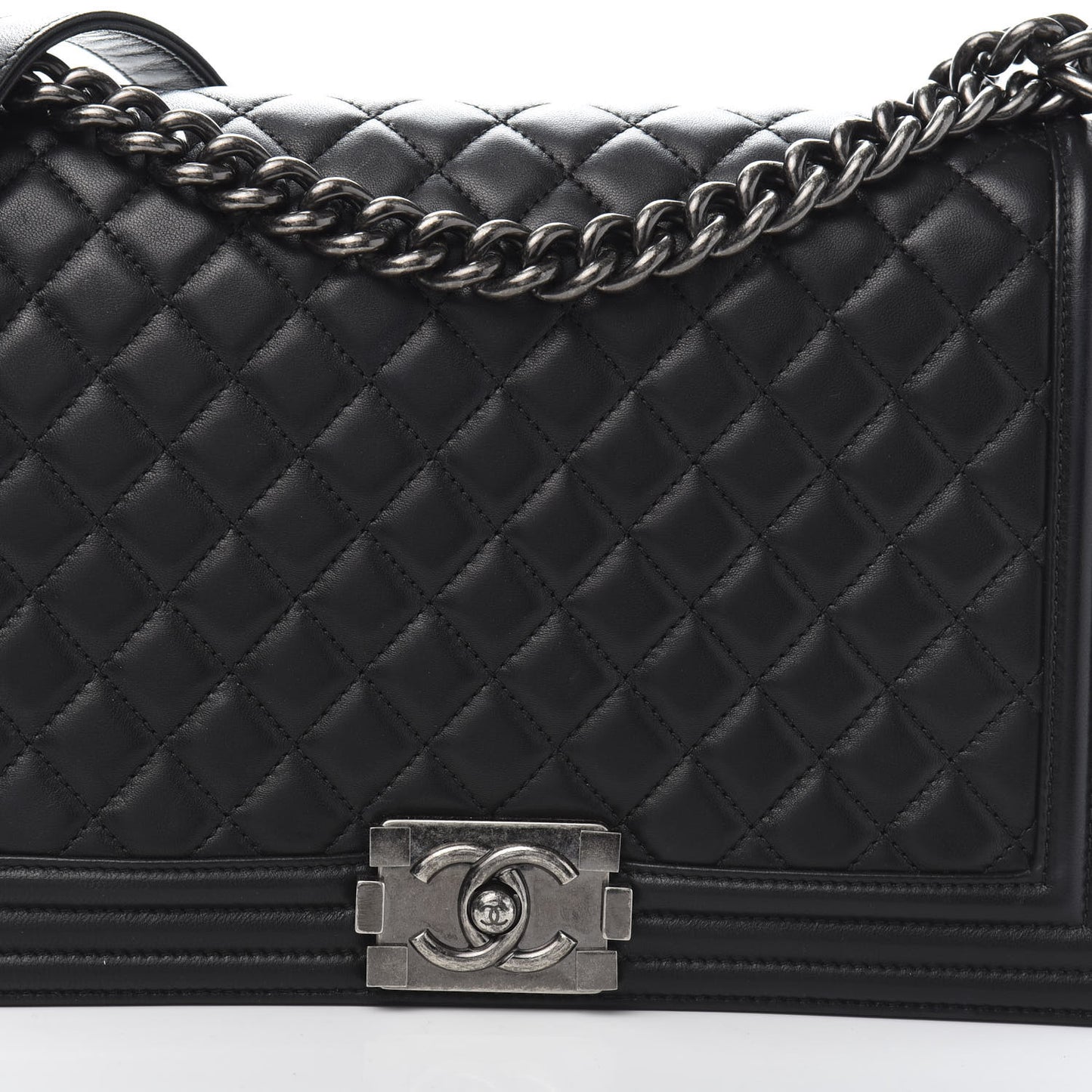 Lambskin Quilted New Medium Boy Flap Black