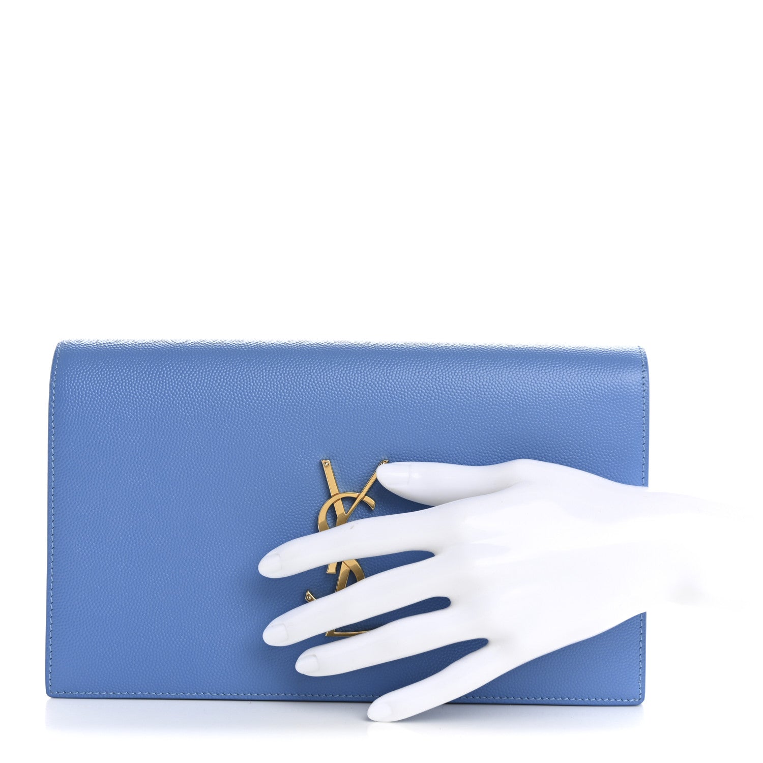 Saint Laurent Grain De Poudre Classic Kate Monogram Clutch Blue Clair 2 of 9