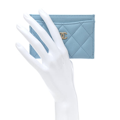 Chanel Caviar Quilted Card Holder Light Blue 2 of 8