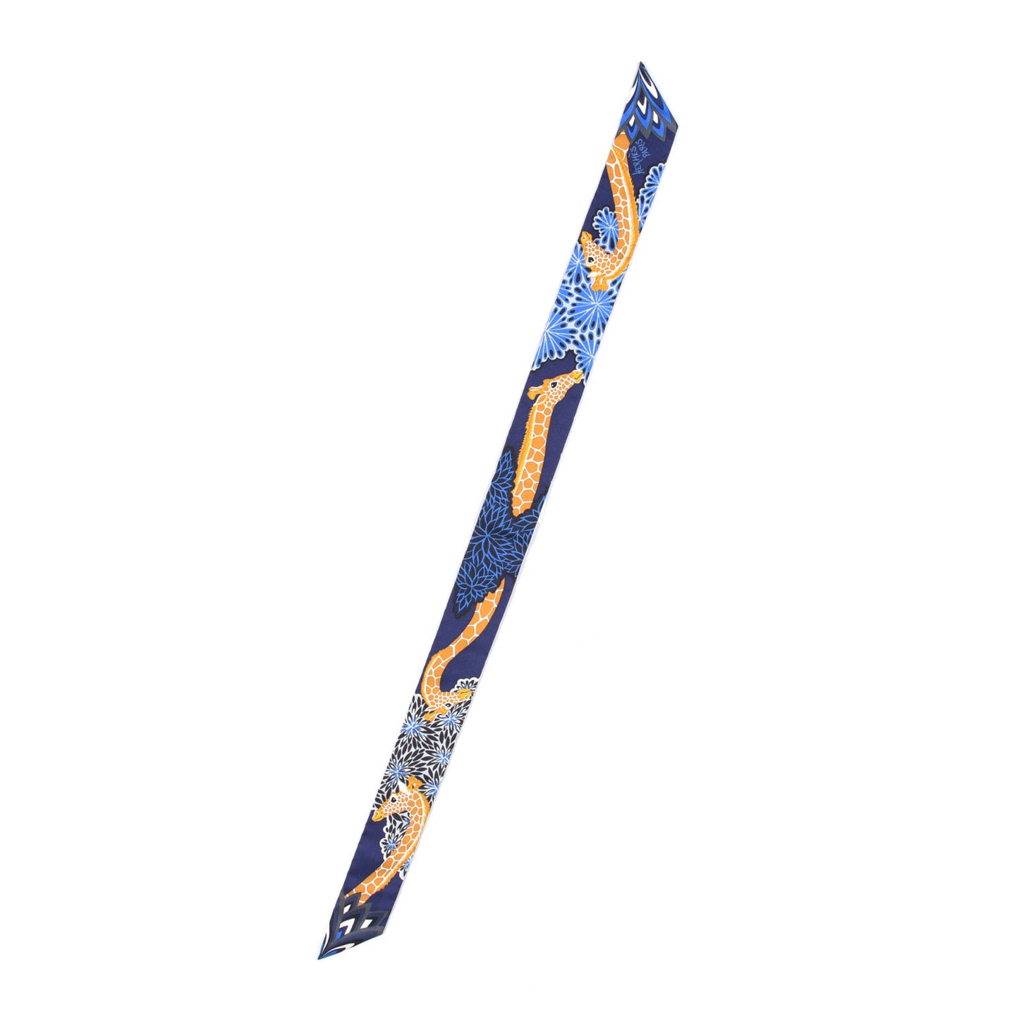 Silk The Three Graces Twilly Bleu Nuit Gold Black