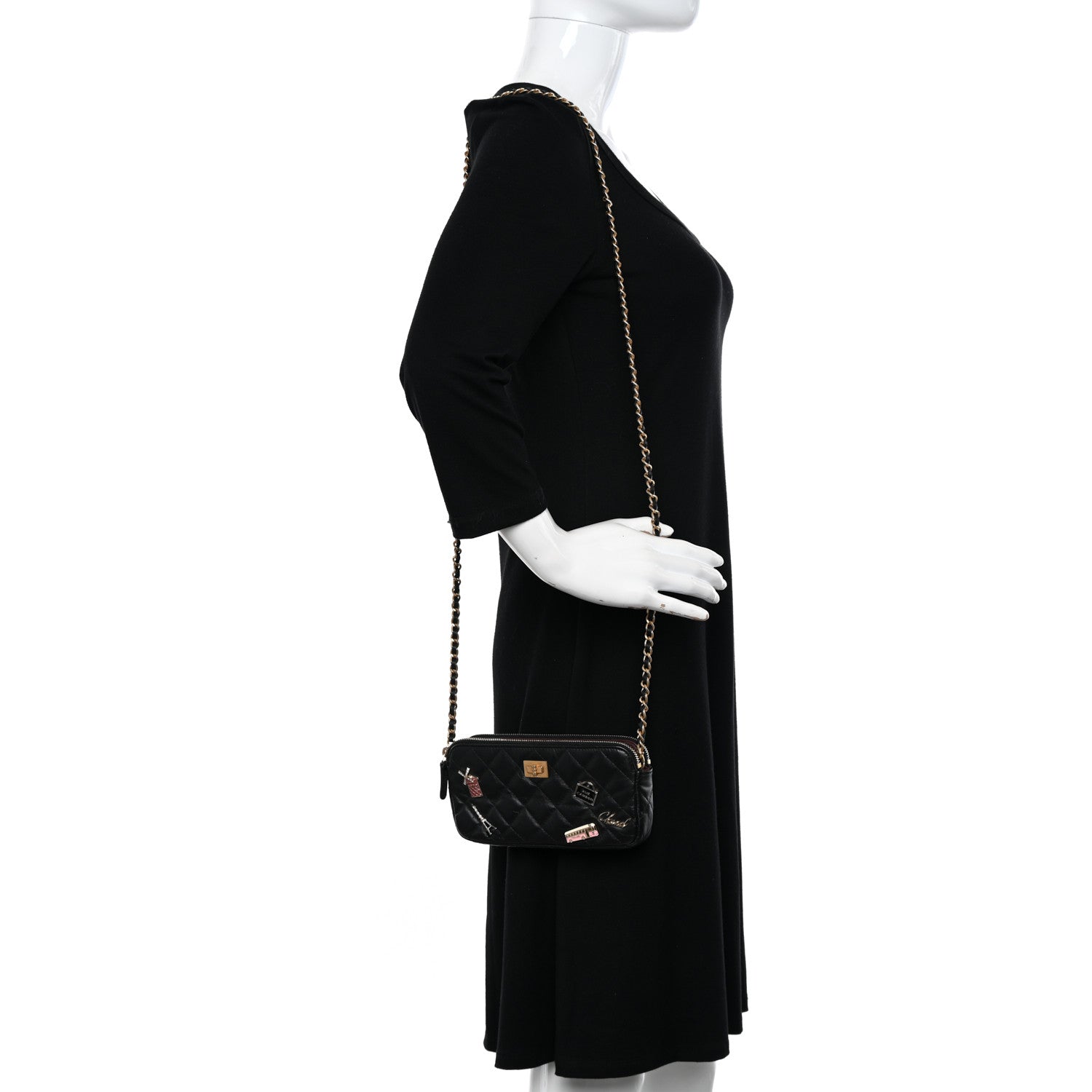 Chanel Aged Calfskin Lucky Charms 2.55 Reissue Small Clutch With Chain Black 2 of 13