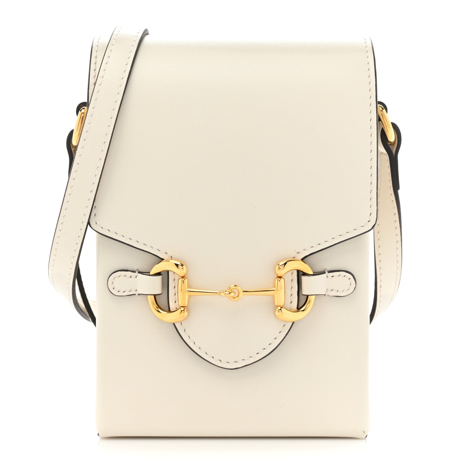 Gucci Boarded Plutone Calfskin Mini Horsebit 1955 Crossbody Bag Mystic White 1 of 9