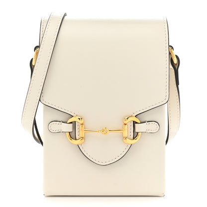 Gucci Boarded Plutone Calfskin Mini Horsebit 1955 Crossbody Bag Mystic White 1 of 9