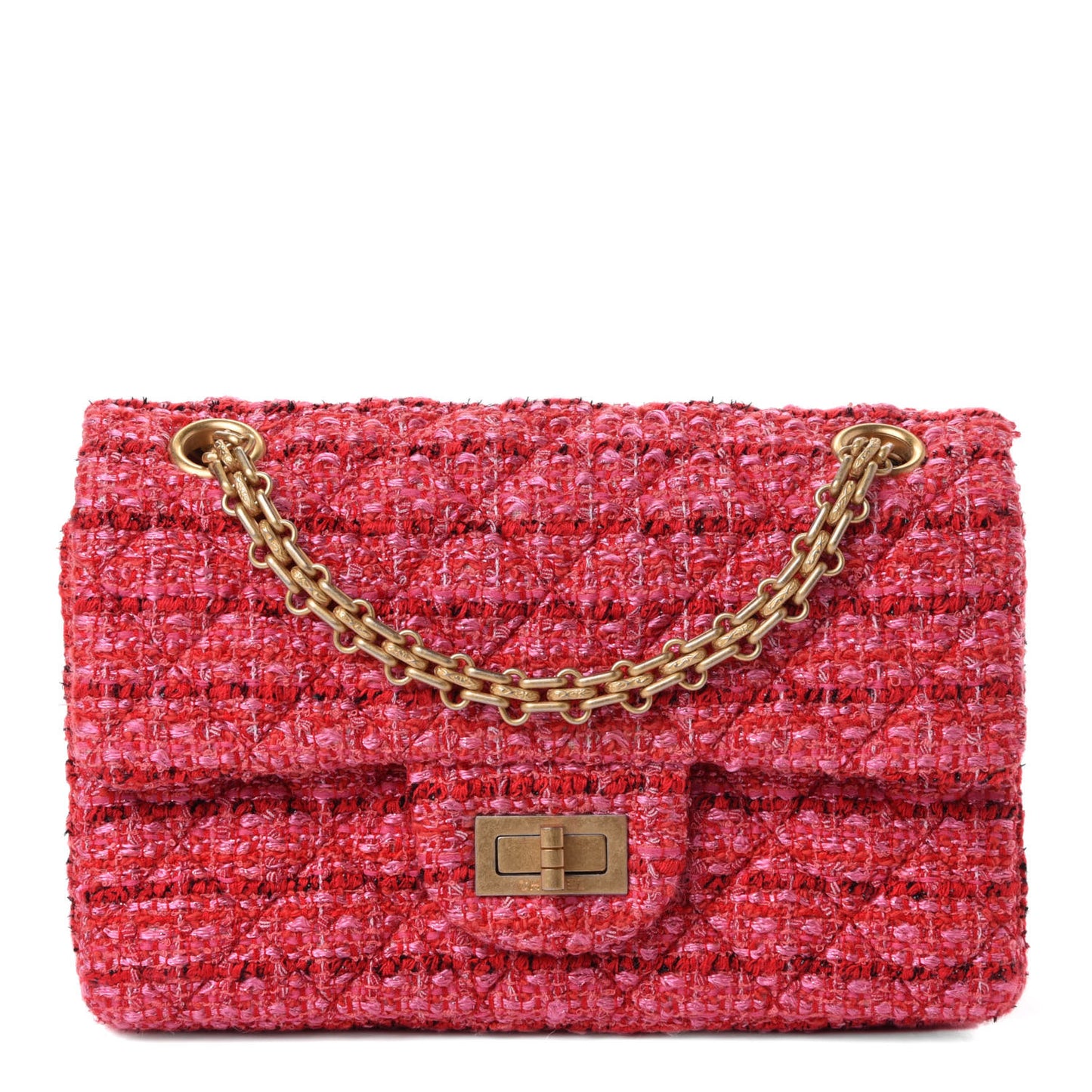 Tweed Quilted Mini 2.55 Reissue Flap Red Ecru Black