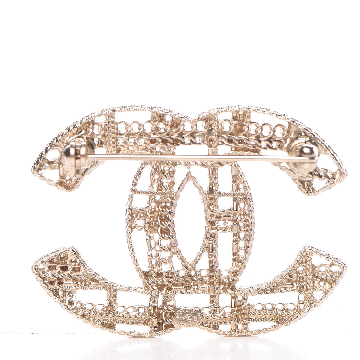 Chanel Chain CC Brooch Pin Light Gold 4 of 6