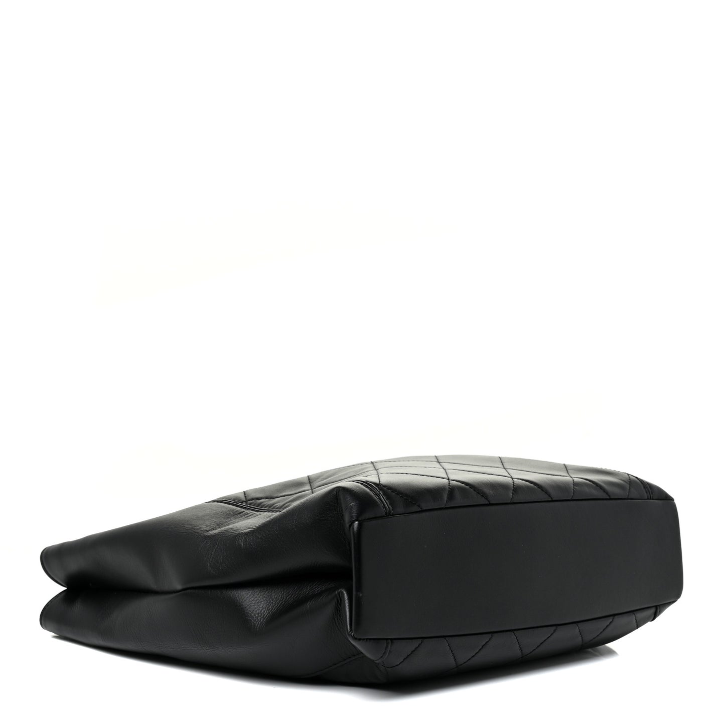Calfskin Quilted CC Front Pocket Shopping Tote Black