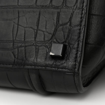 Celine Crocodile Embossed Calfskin Medium Phantom Luggage Black 12 of 16