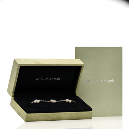 Van Cleef & Arpels 18K Yellow Gold Mother of Pearl 5 Motifs Vintage Alhambra Bracelet 5 of 5