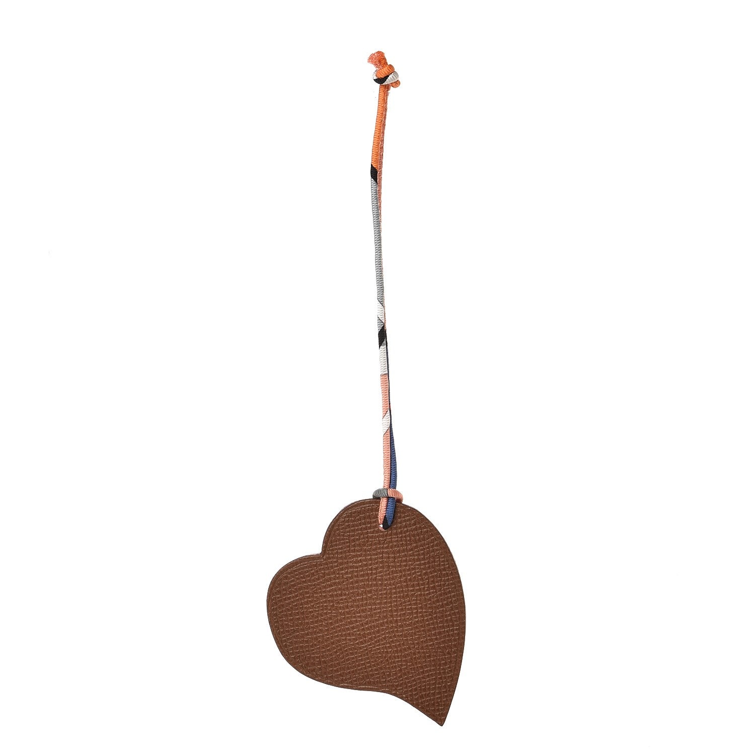 Hermes Togo Epsom Petit H Heart Bag Charm Rubis Chocolate 1 of 5