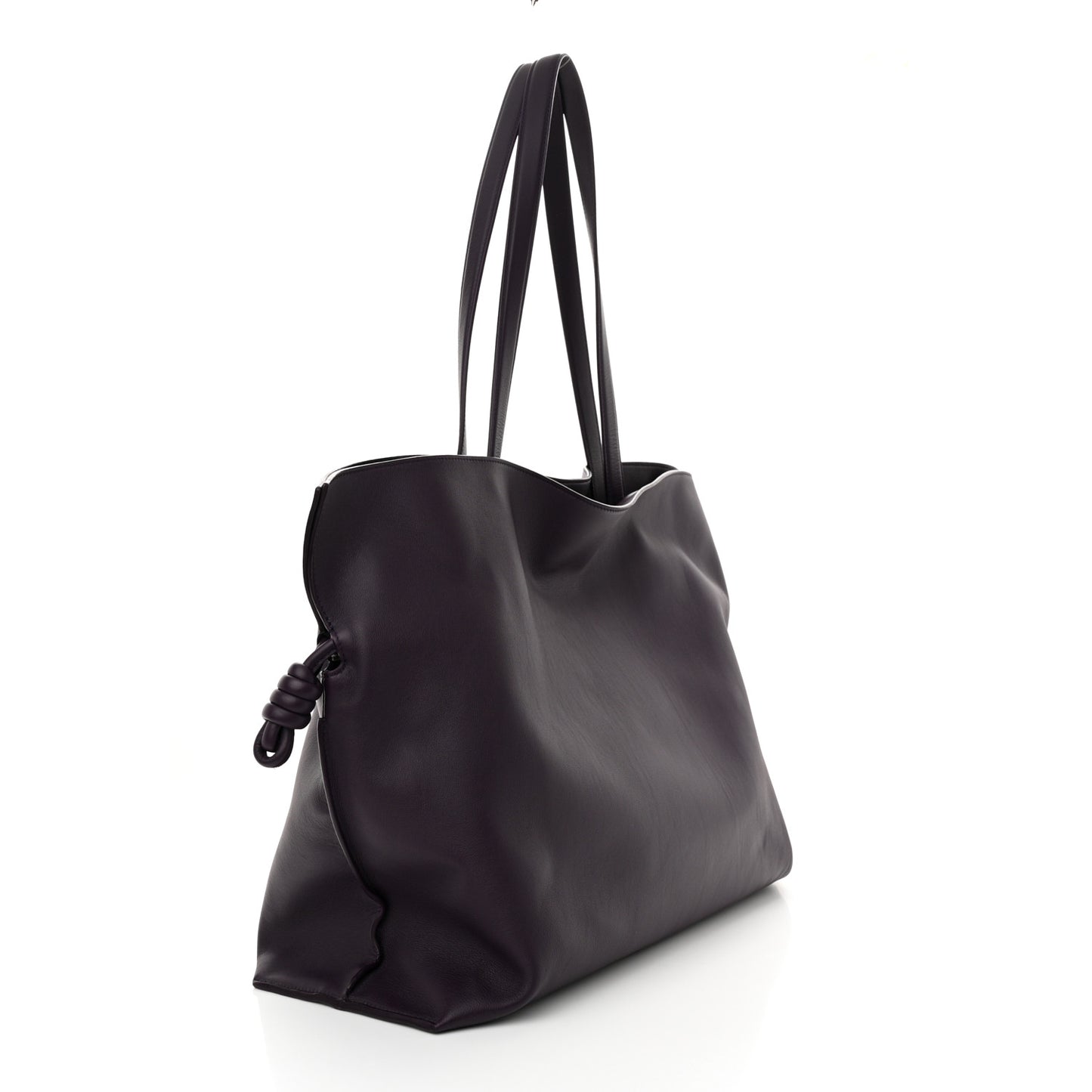 Calfskin Flamenco Knot XL Shoulder Bag Deep Aubergine