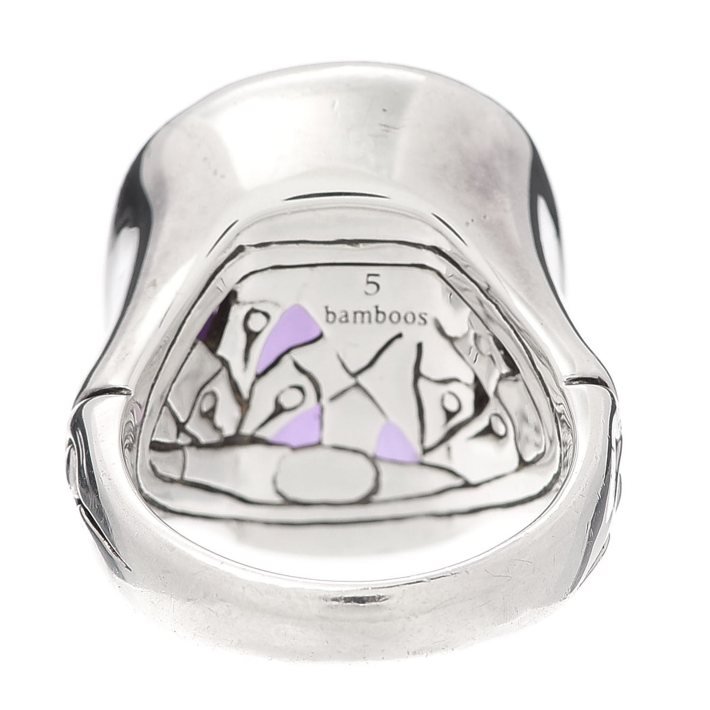 Sterling Silver Amethyst Batu Bamboo Ring 54 7