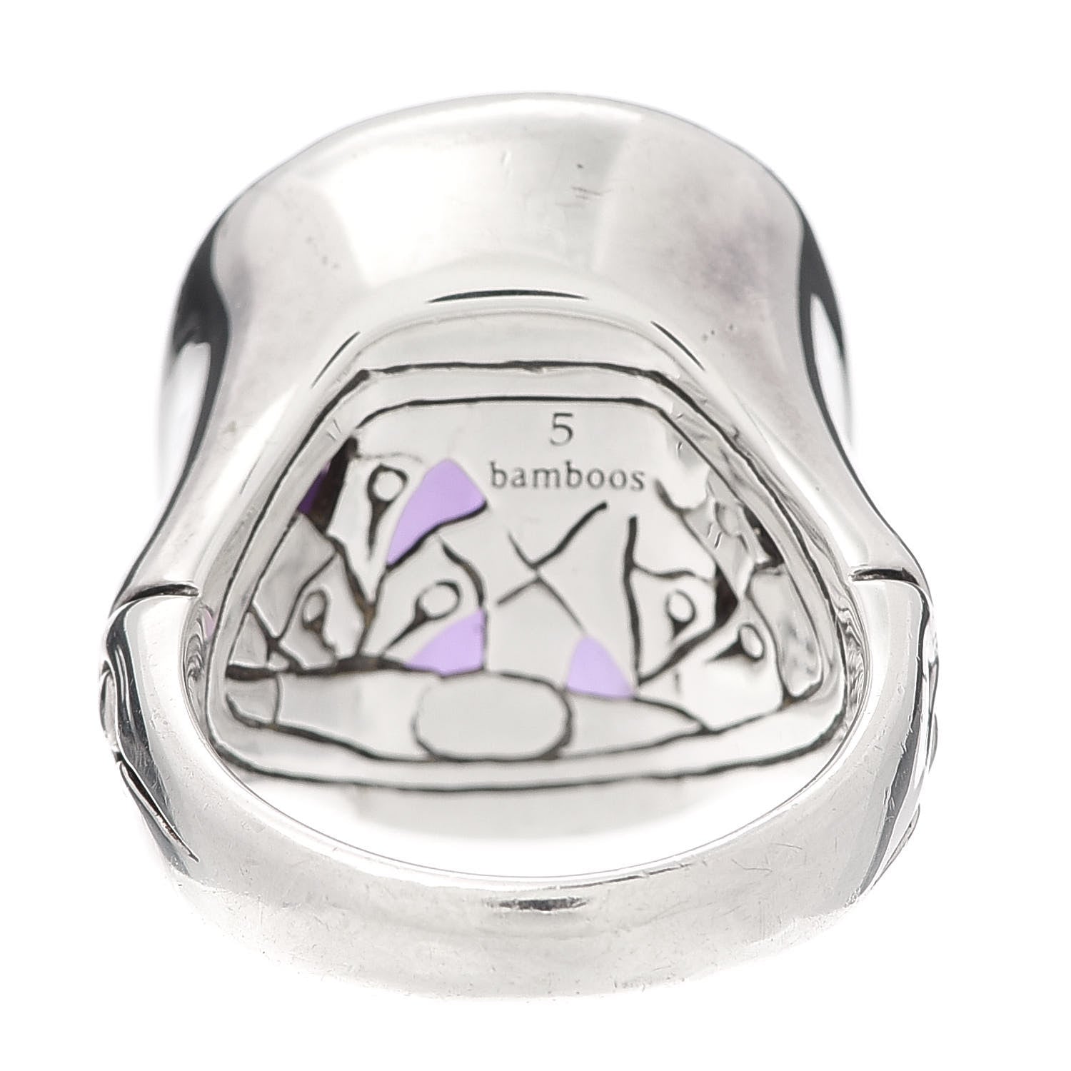 John Hardy Sterling Silver Amethyst Batu Bamboo Ring 54 7 4 of 6