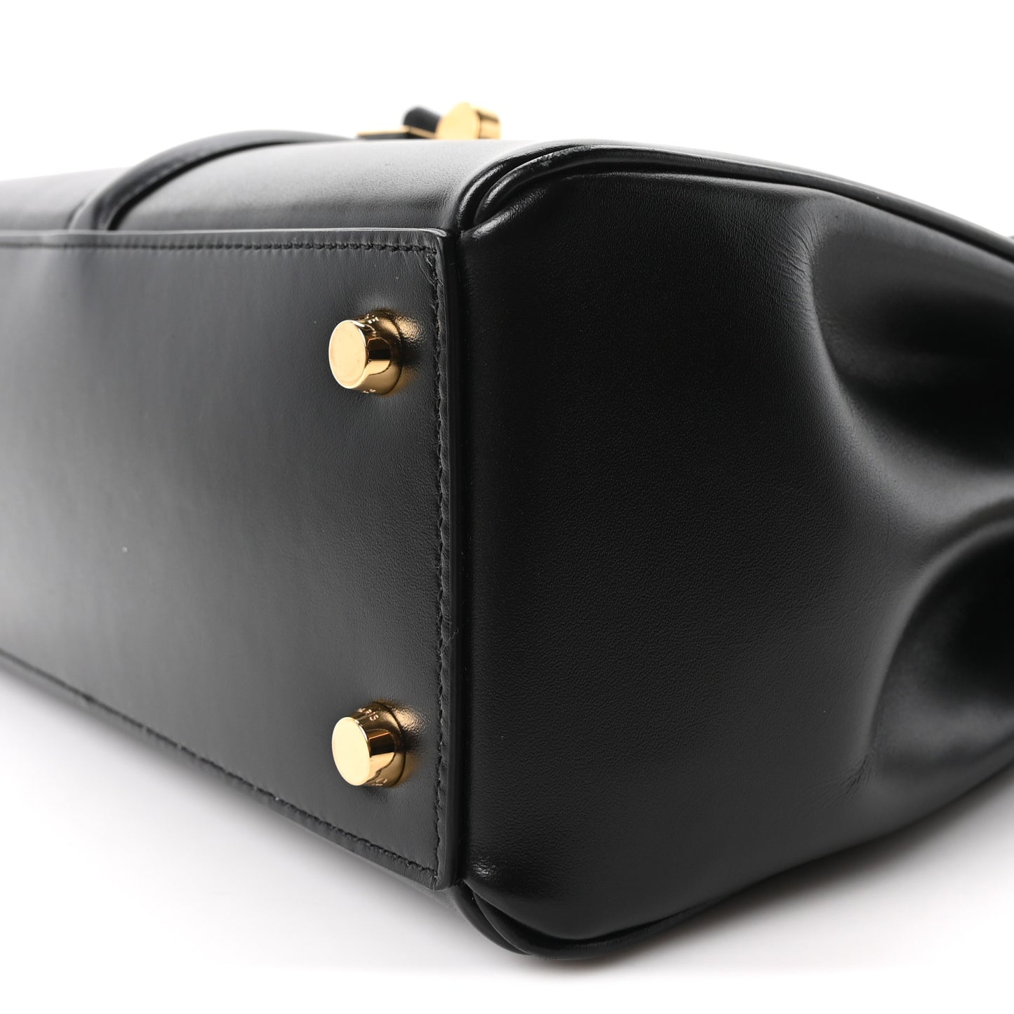 Satinated Calfskin Small 16 Top Handle Bag Black