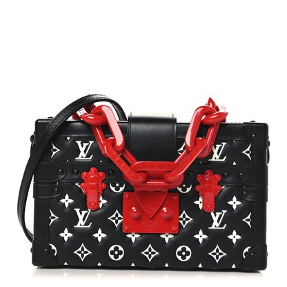 Louis Vuitton Lambskin Embossed Monogram Petite Malle Black Red 1 of 10