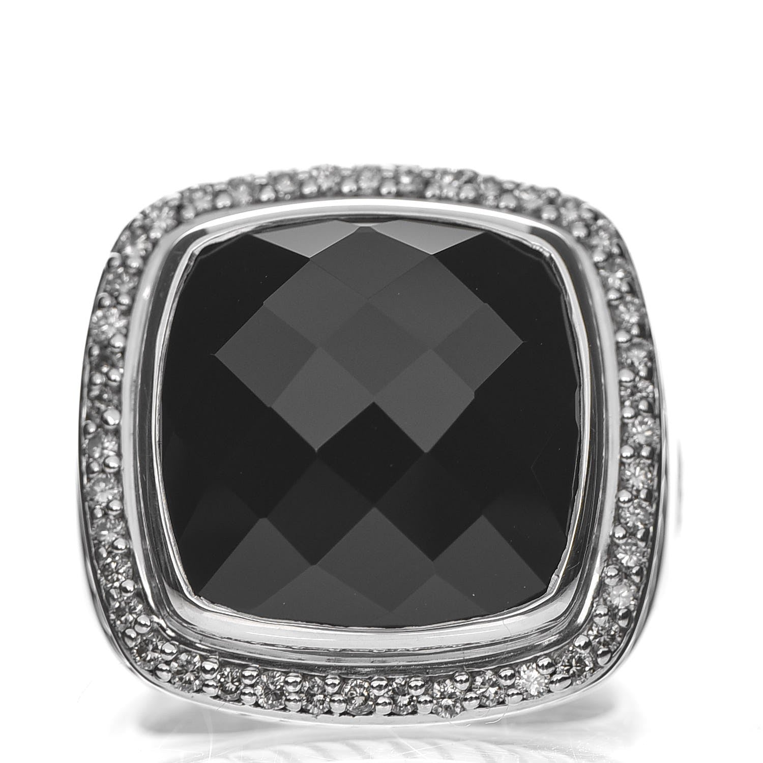David Yurman Sterling Silver Diamond Black Onyx 14mm Albion Statement Ring 52 6 1 of 5