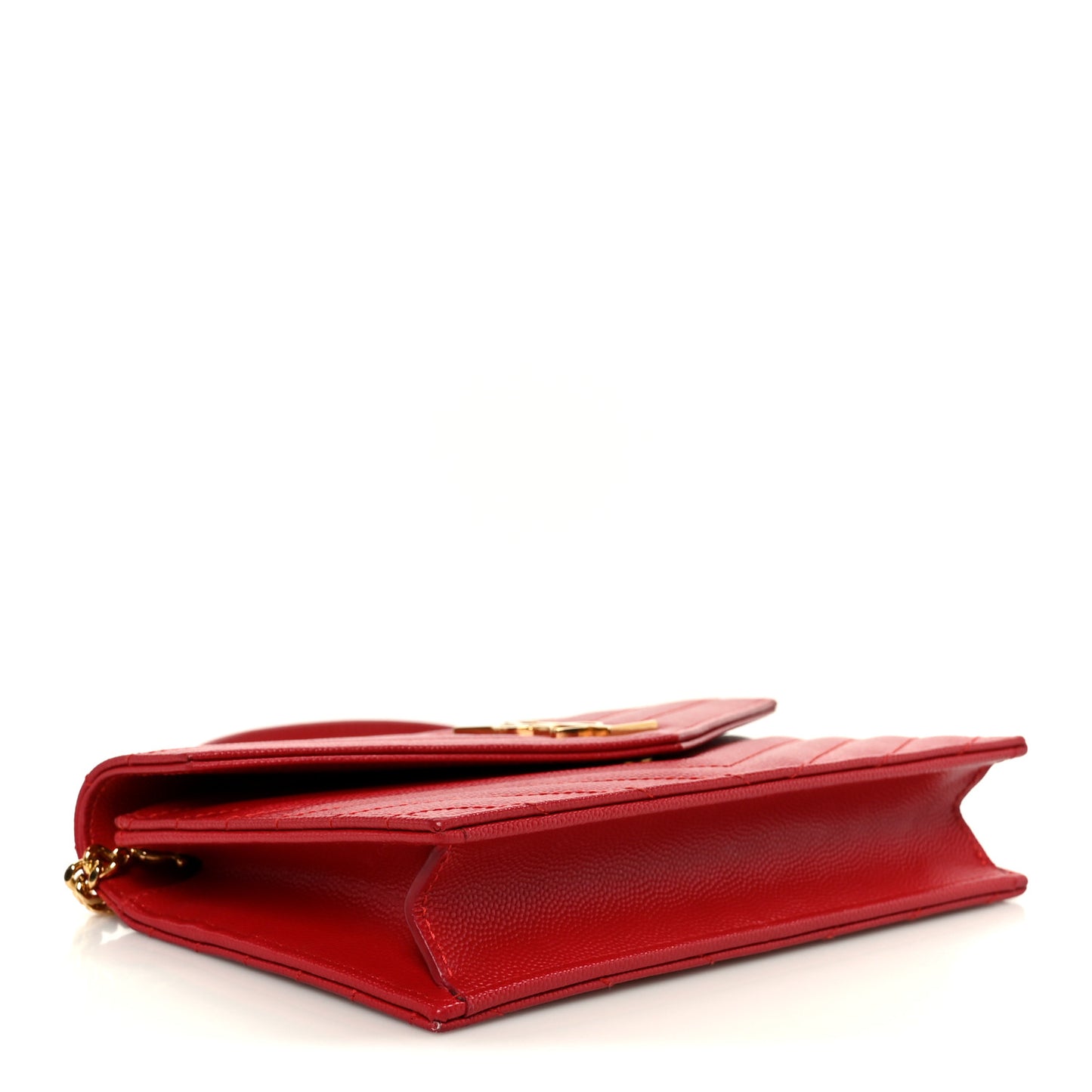 Grain De Poudre Matelasse Chevron Monogram Envelope Chain Wallet  New Red