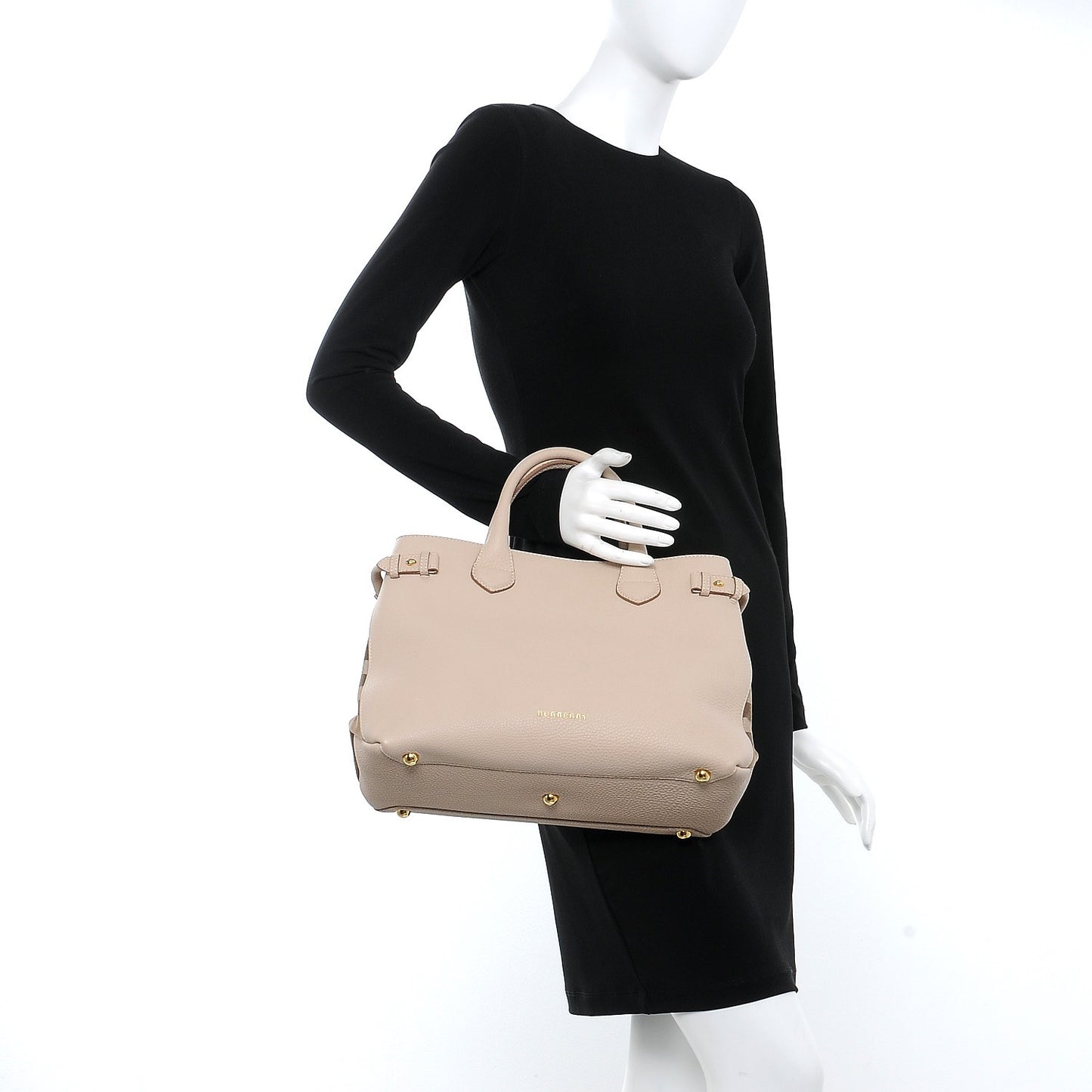 Derby Calfskin House Check Medium Banner Tote Beige