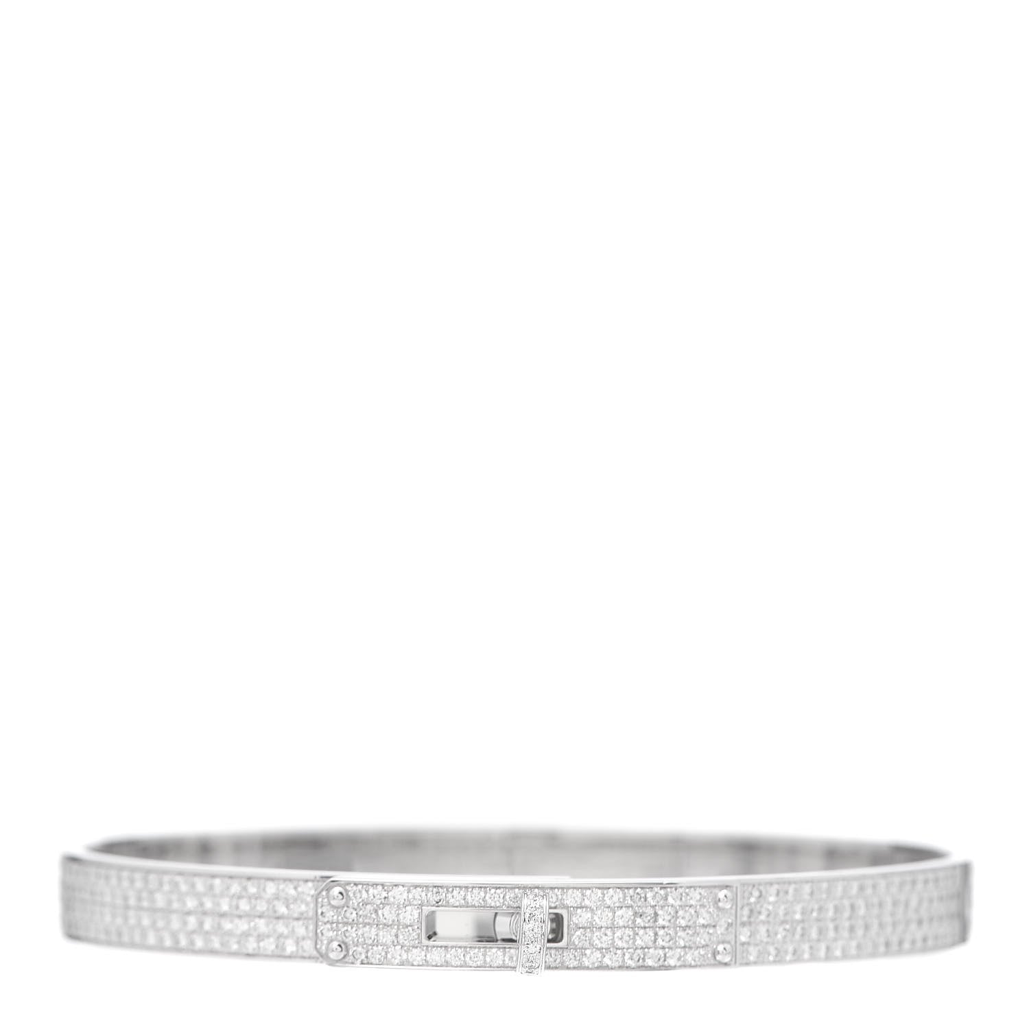 Hermes 18K White Gold Diamond Kelly Full Pave Bracelet SH 1 of 5