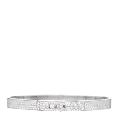 Hermes 18K White Gold Diamond Kelly Full Pave Bracelet SH 1 of 5