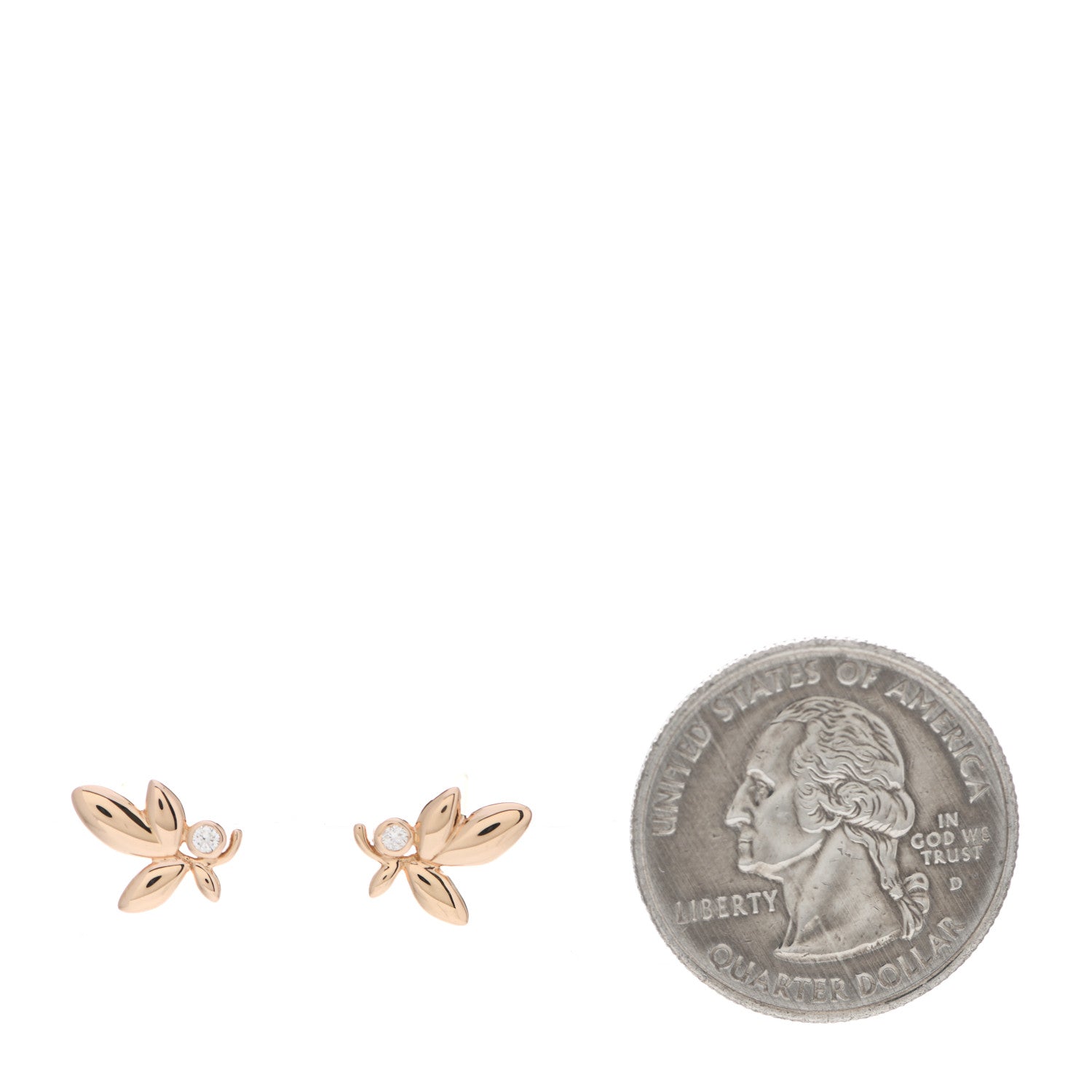 Tiffany 18K Rose Gold Diamond Paloma Picasso Olive Leaf Earrings 2 of 6
