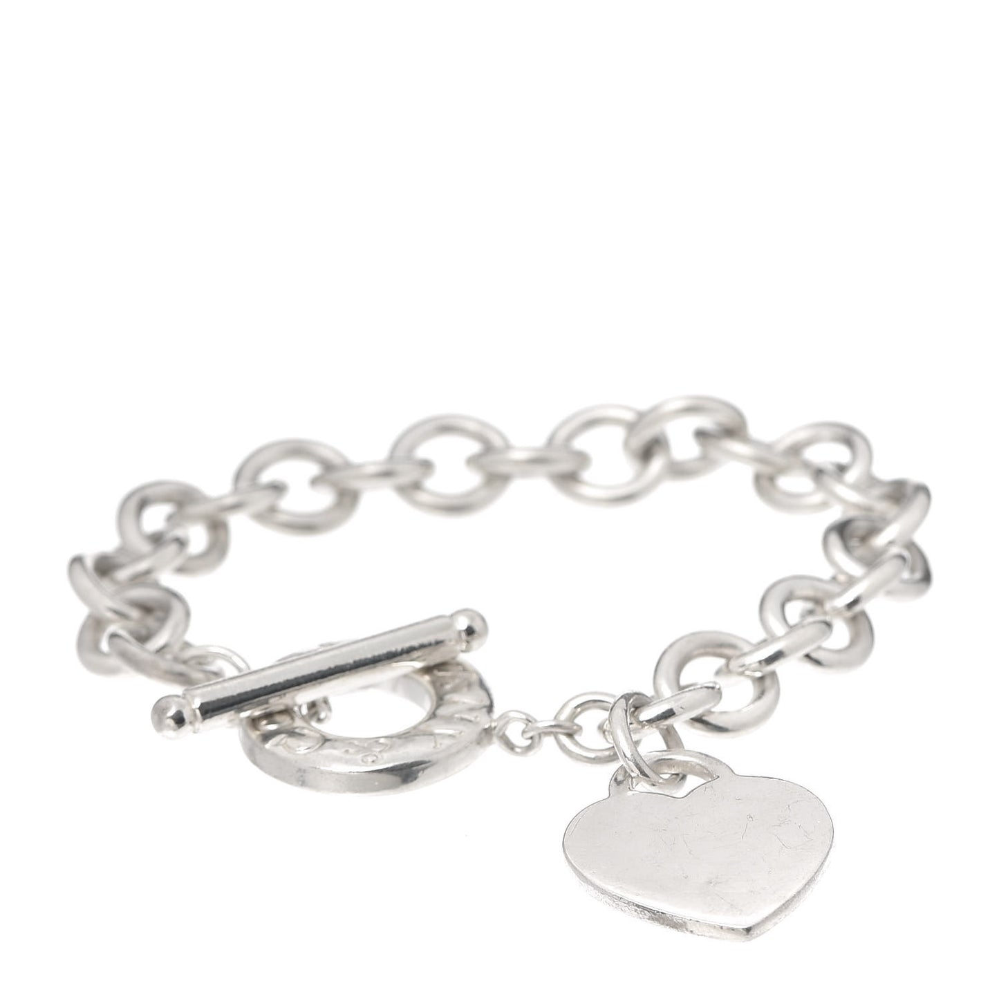 Sterling Silver Heart Tag Toggle Bracelet