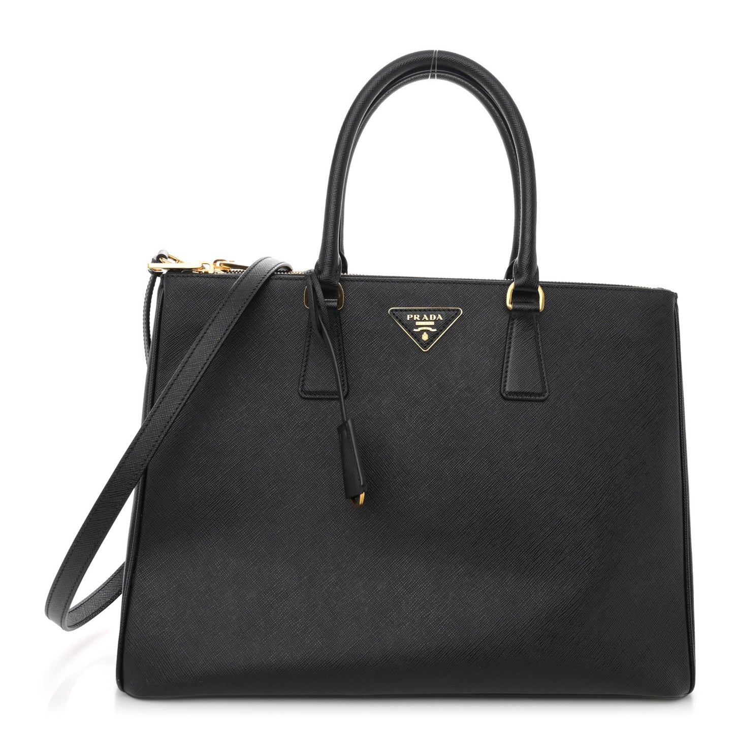 Saffiano Lux Large Galleria Double Zip Tote Black