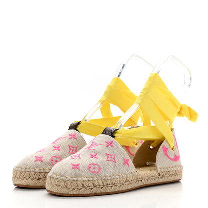Louis Vuitton Canvas Monogram Starboard Espadrille Flats 37.5 Rose Pop 3 of 8