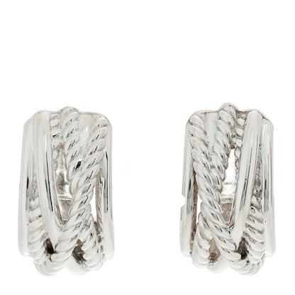 David Yurman Sterling Silver 23mm Crossover Shrimp Earrings 1 of 4