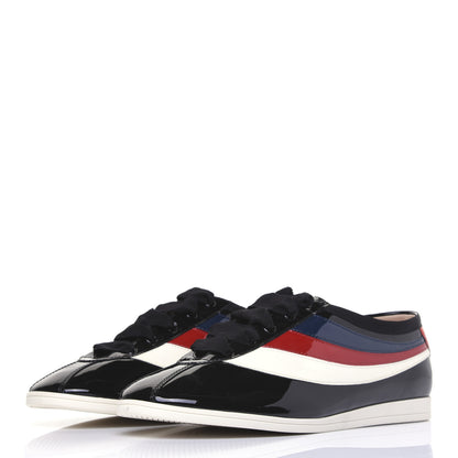 Gucci Patent Calfskin Web Falacer Sneakers 8.5 Black 2 of 15