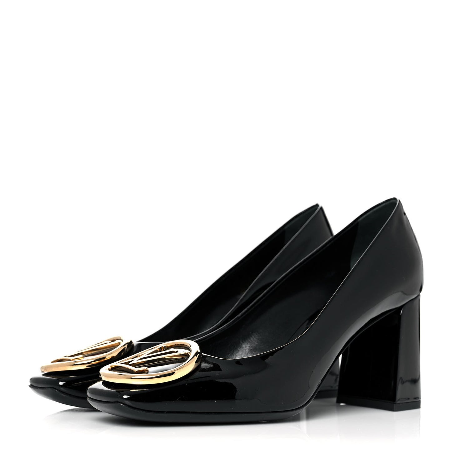 LOUIS VUITTON Patent Calfskin Madeleine Pumps 38 Black