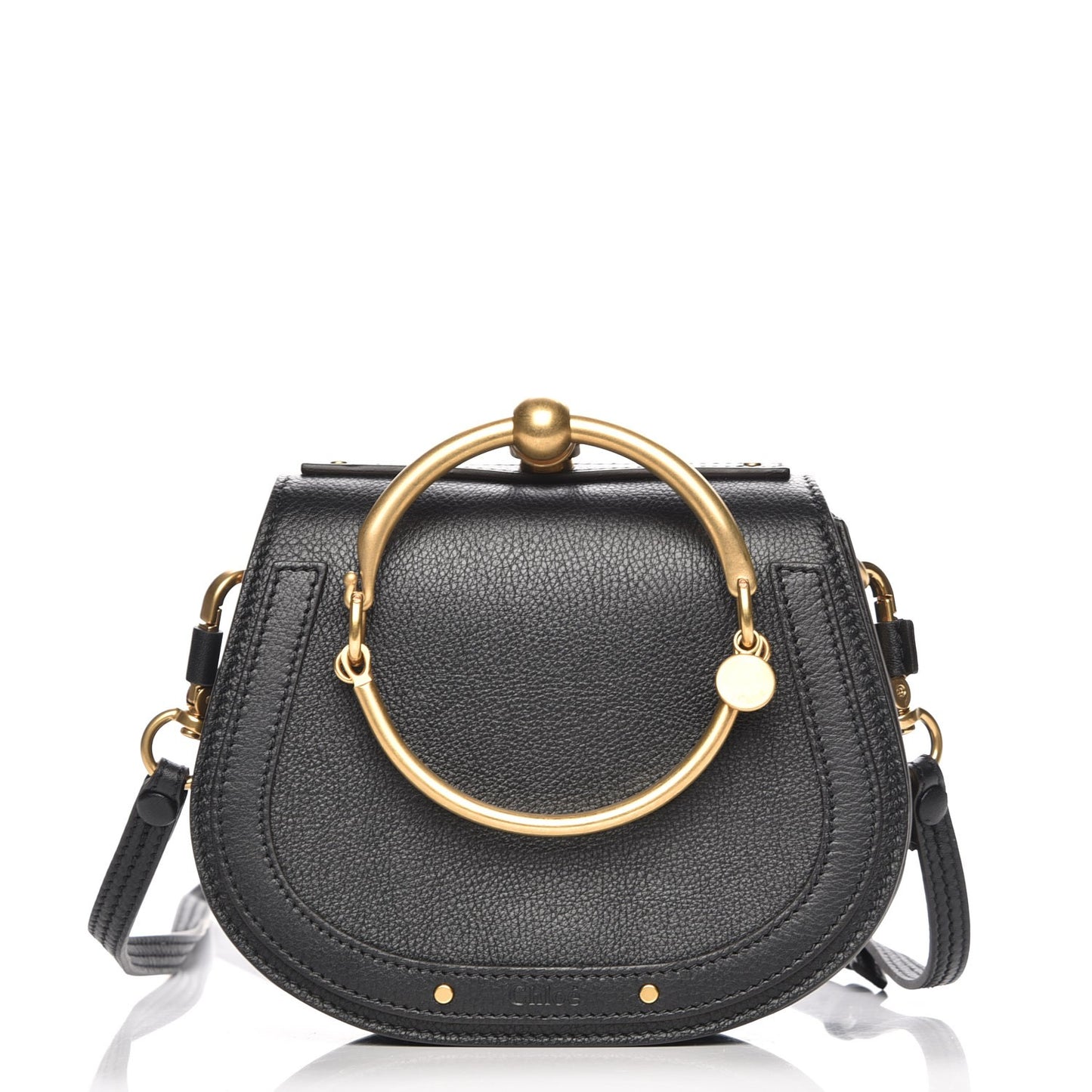 Calfskin Suede Small Nile Bracelet Bag Black