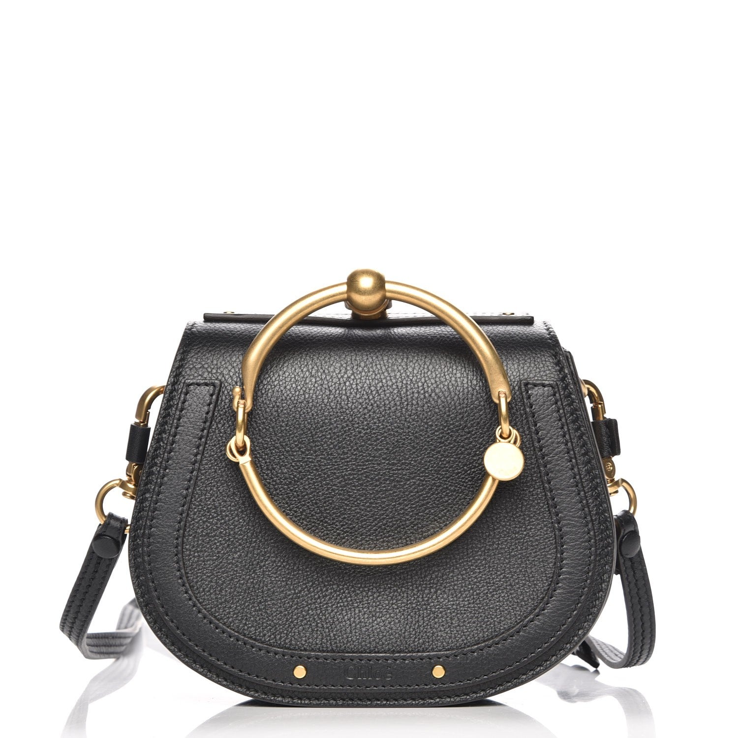 Chloe Calfskin Suede Small Nile Bracelet Bag Black 1 of 8