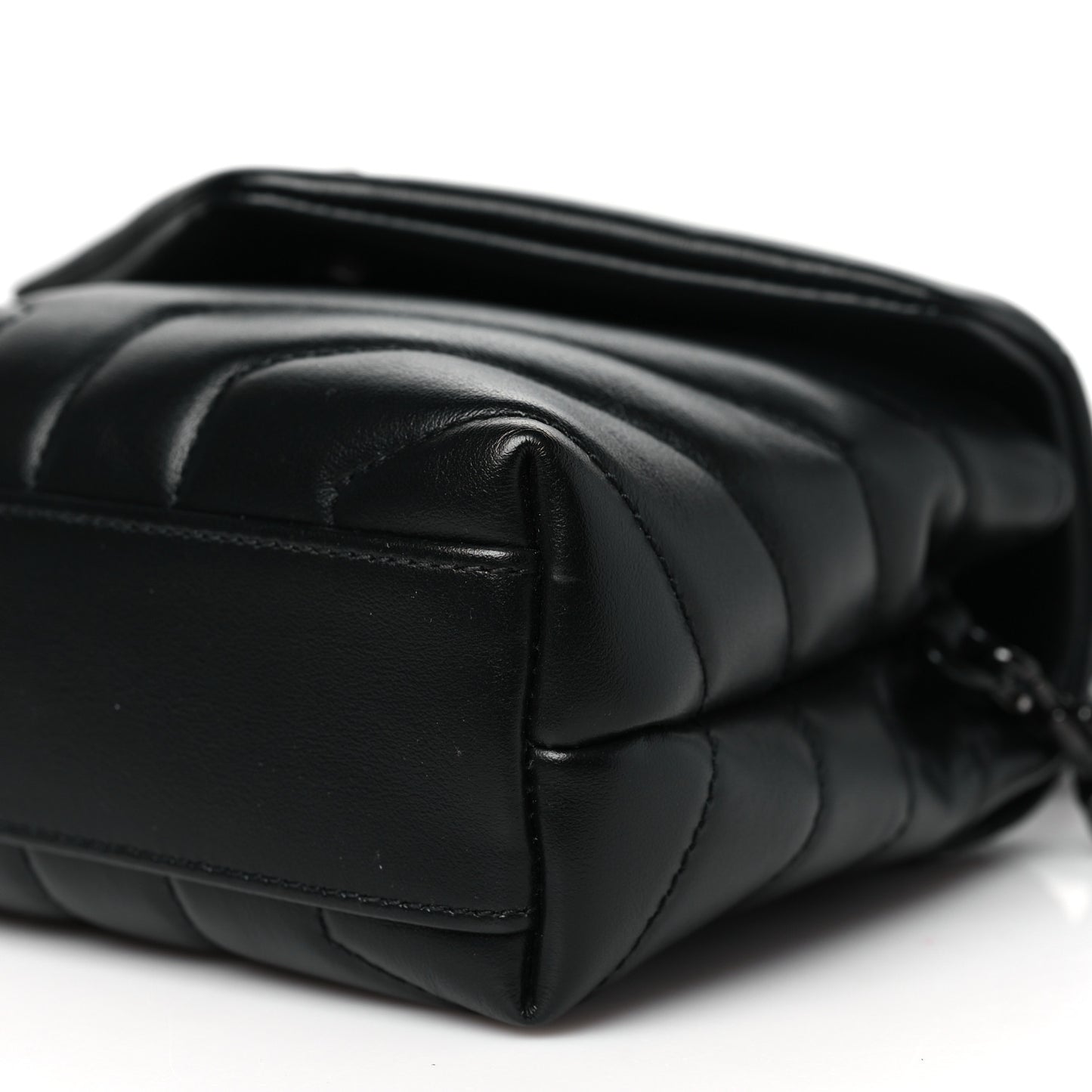 Calfskin Y Quilted Monogram Monochrome Toy Loulou Crossbody Bag Black
