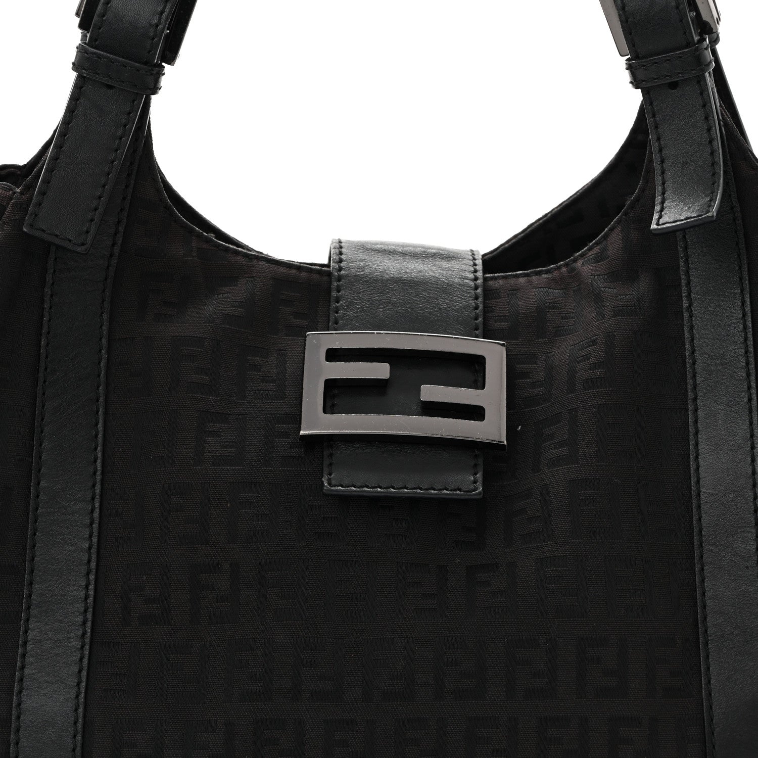 Fendi Zucchino Vitello Shoulder Bag Black Moro 8 of 10