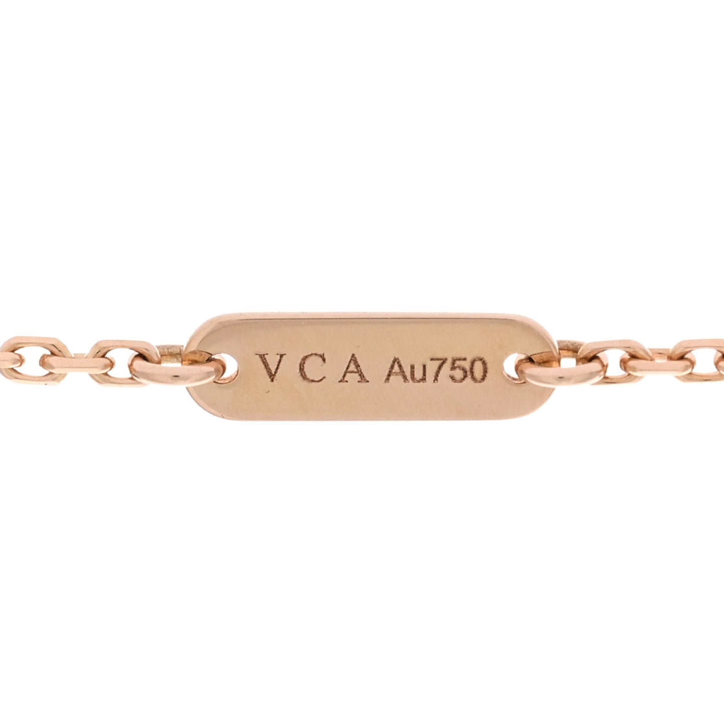 18K Rose Gold Diamond Pink Porcelain Vintage Alhambra Pendant Necklace