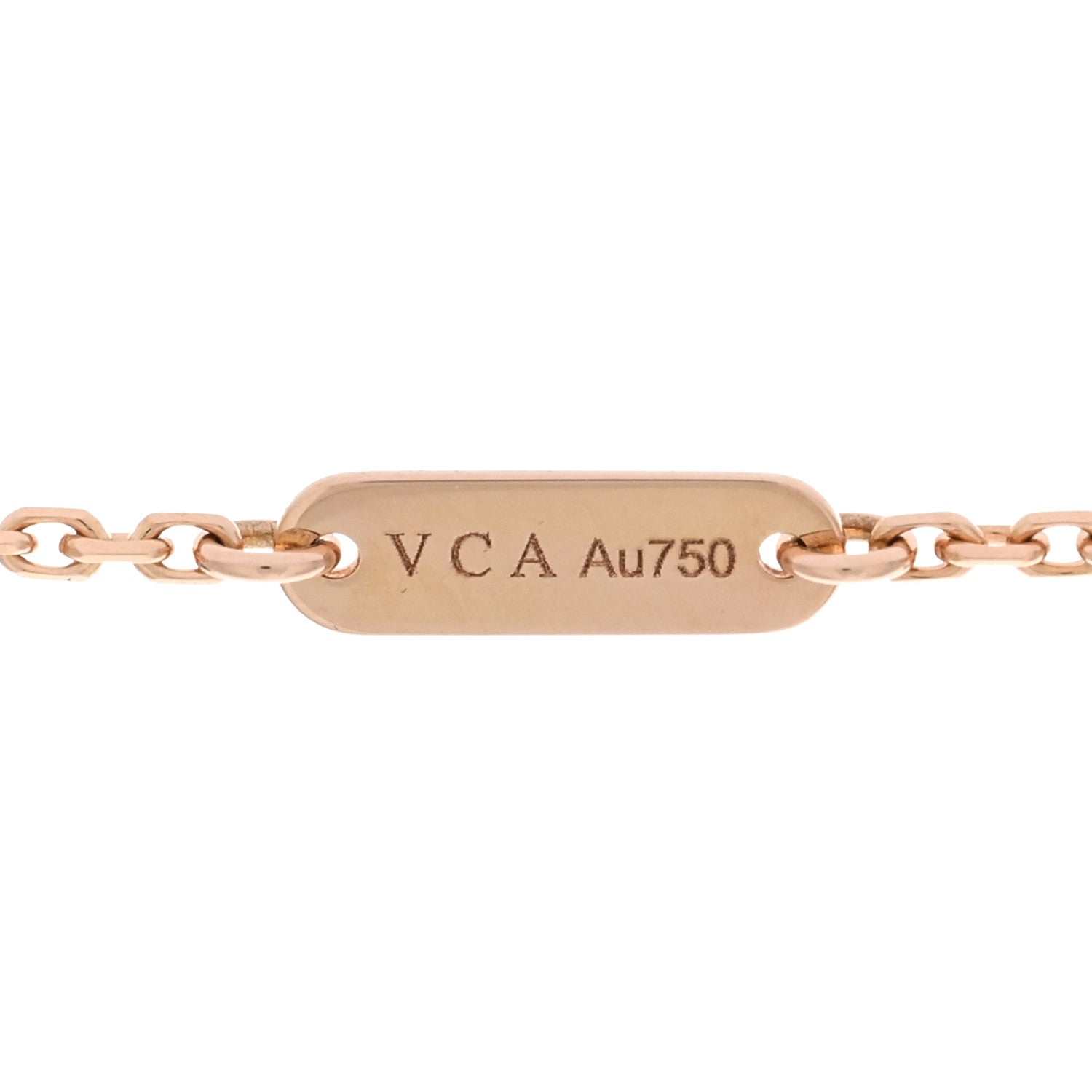 Van Cleef & Arpels 18K Rose Gold Diamond Pink Porcelain Vintage Alhambra Pendant Necklace 5 of 5
