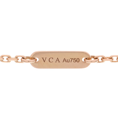 Van Cleef & Arpels 18K Rose Gold Diamond Pink Porcelain Vintage Alhambra Pendant Necklace 5 of 5