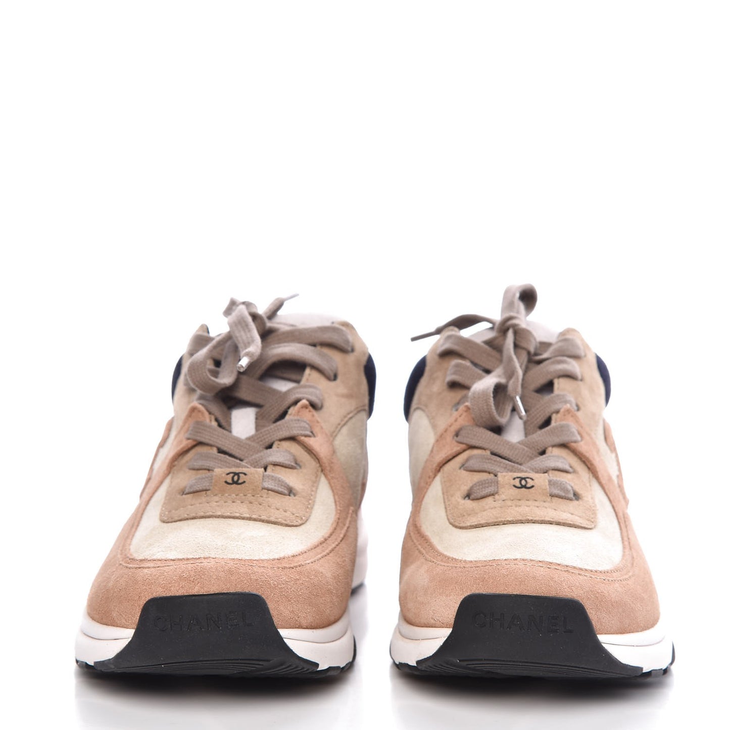 Suede Calfskin CC Sneakers 37.5 Beige Pink