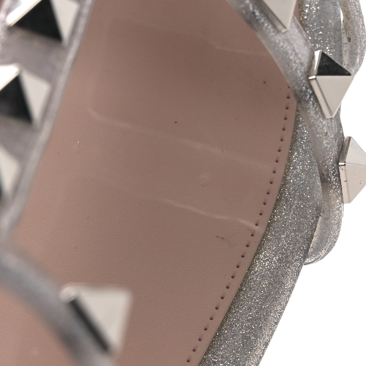 Valentino Garavani PVC Jelly Glitter Rockstud Caged Sandals 38 SIlver 10 of 12